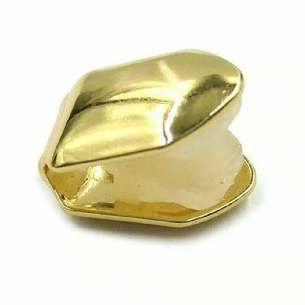 Hot Hip Hop Rapper Single Shackle Teeth Top Bottom Dental Hollow Out Single Tooth Caps Metal Trendy Teeth Mold Kit Tooth Jewelry