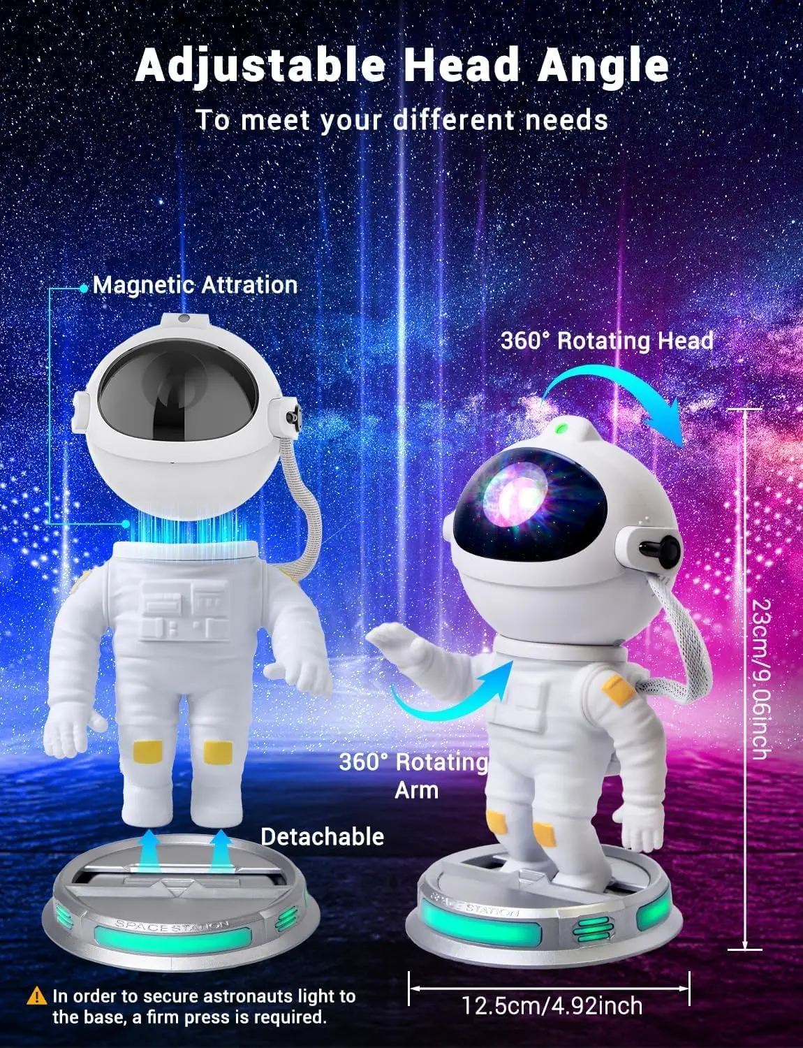 宇宙飛行士銀河プロジェクター星空ナイトライト、星雲付き、リモコン付きカラフル変化天井プロジェクター、家の装飾用