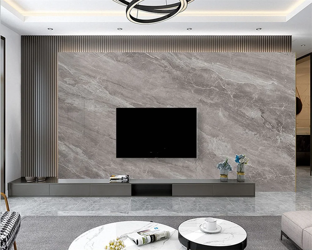 beibehang Customized modern new dark gray linear rock material texture large slab marble moisture-proof wallpaper papier peint