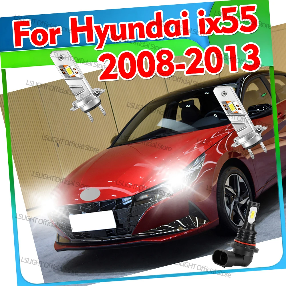 2/6x LED Headlights 6000K Fog Lamps CSP Car Bulbs For Hyundai ix55 2008 2009 2010 2011 2012 2013 High Low Beam 30000LM 12V Auto