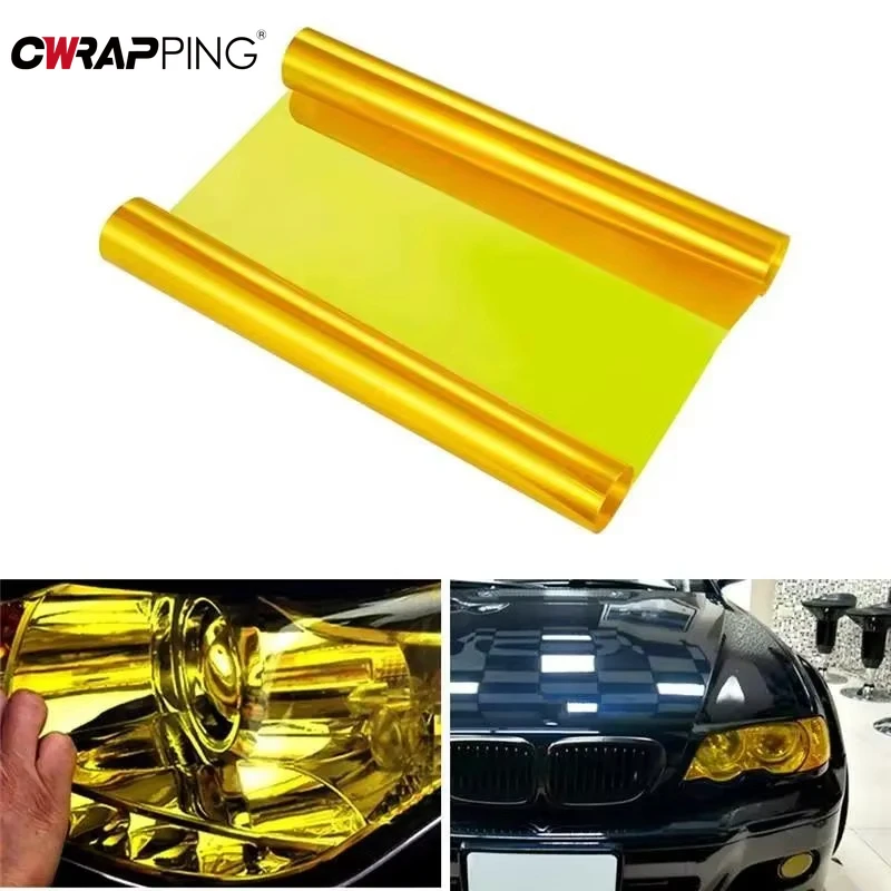 Golden Yellow Light  PVC Car Headlights Taillight Film Fog Stretchable Auto Taillight Tint Stickers Auto Light Film Car Styling