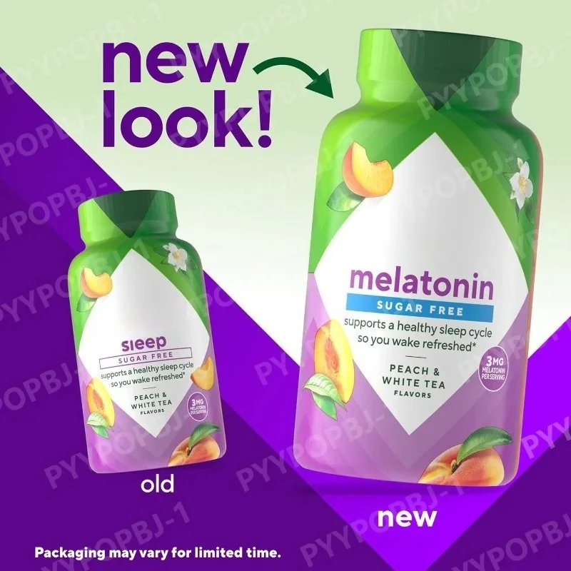 Melatonin Gummy Vitamins 3mg Supports Healthy Sleep Cycle Sugar Free Peach White Tea 140 Gummies