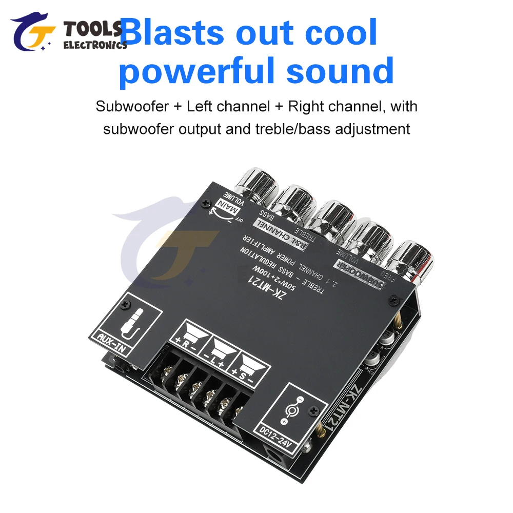 2.1 Channel BT Digital Power Amplifier Module Subwoofer Amplifier Board 50W*2+100WPower Audio Stereo Amplifier Board