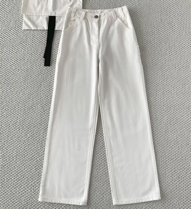 

Customization European women's fashion 2026 spring new styles Blue and white jeans