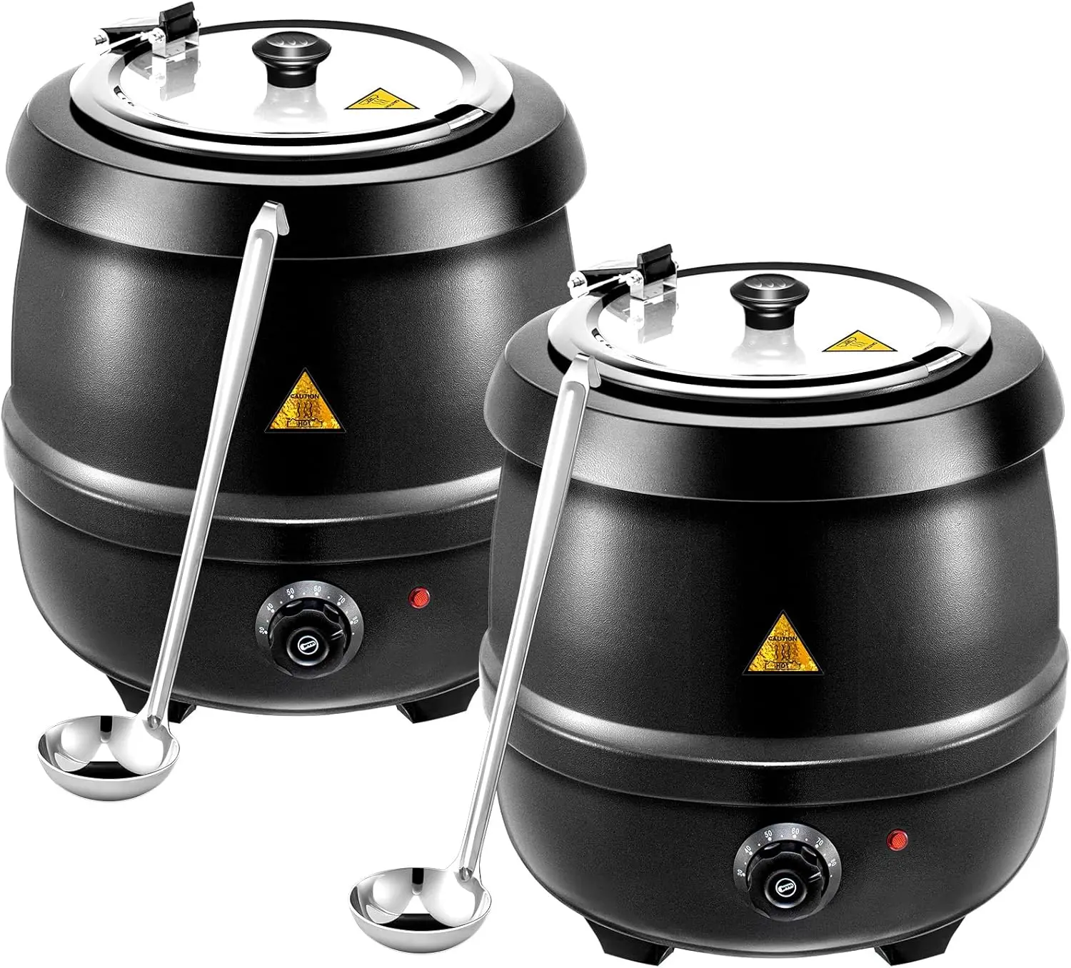 Electric Soup Warmer 10.5 Quart Large Commercial Soup Kettle Warmer with 2 Ladles Stainless Steel Hinged Lid Detachabl