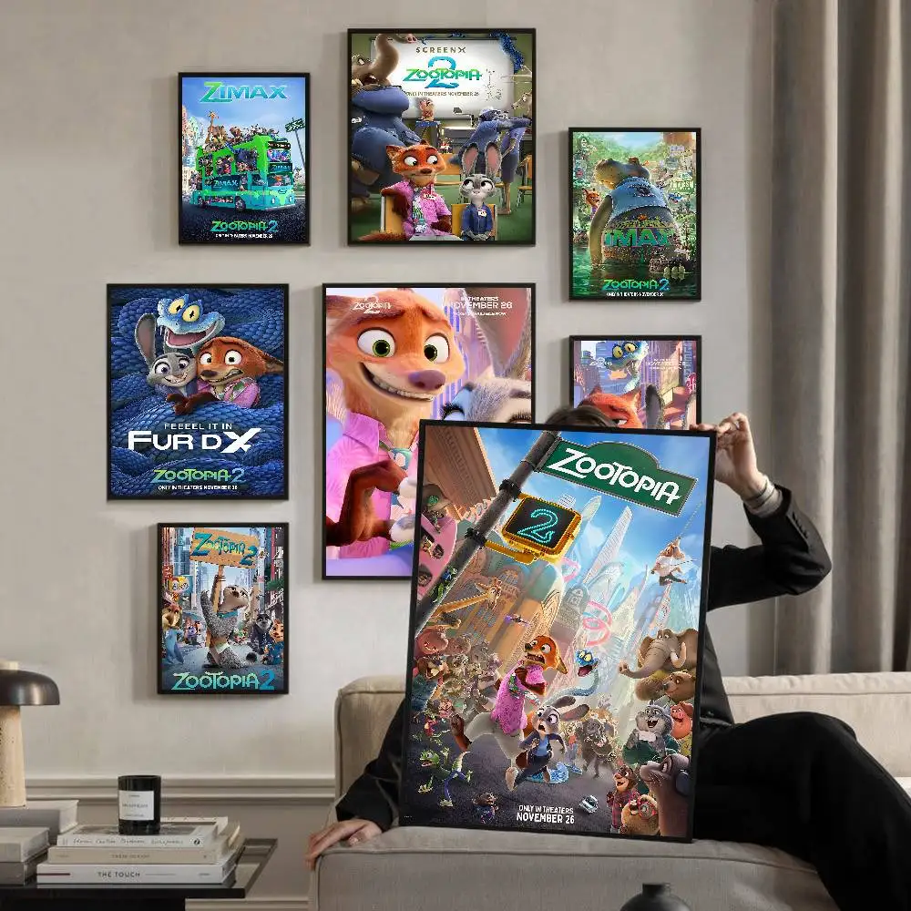 الكرتون Z-Zootopia 2 ملصقات الفيلم الكلاسيكي HD جودة ملصق جدار الفن اللوحة دراسة الشمال ديكور المنزل