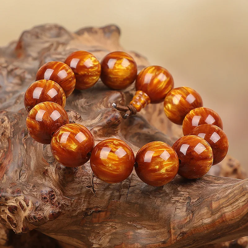 Gold Thread Sea Men's Buddhist Beads Antique Bracelet from Street Market Tourist Attraction Blood Willow 108 Pra