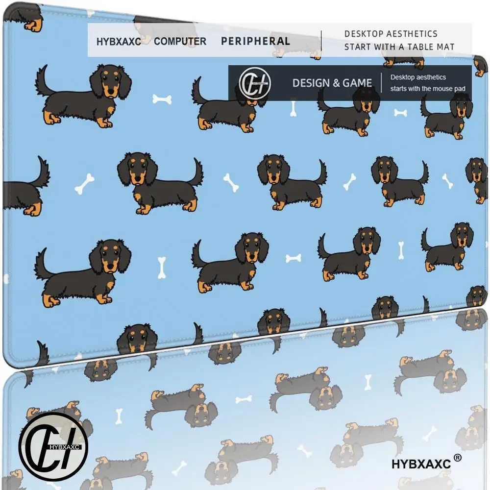 

Cute Dachshund Cartoon Puppy MousePad Non-slip Locking Edge PC Laptop Accessories Rubber Office Keyboard Large Game DeskMat XAXC