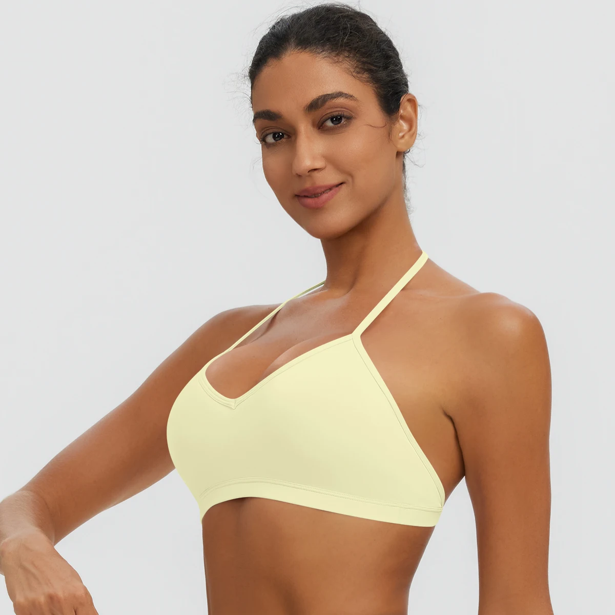 Damen-Sommer-Tanktops, einfarbig, mit Raffung, Yoga-BH, sexy, schöner Rücken, dünne Schulterträger, Sport-BH, Fitness-BH, Lauf-BH – Detail 23