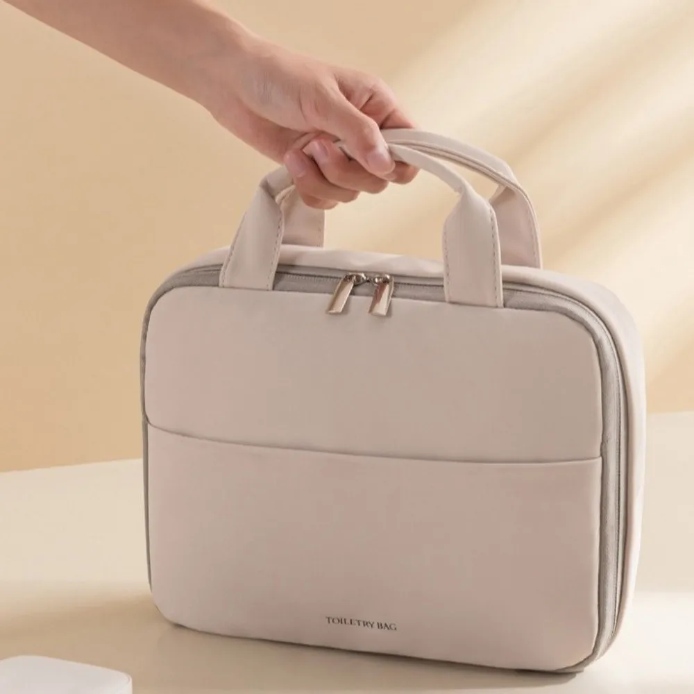 حقيبة مكياج نسائية ذات سعة كبيرة، تصميم فاخر، موفر للمساحة، منظم أدوات الزينة، ميزة معلقة
