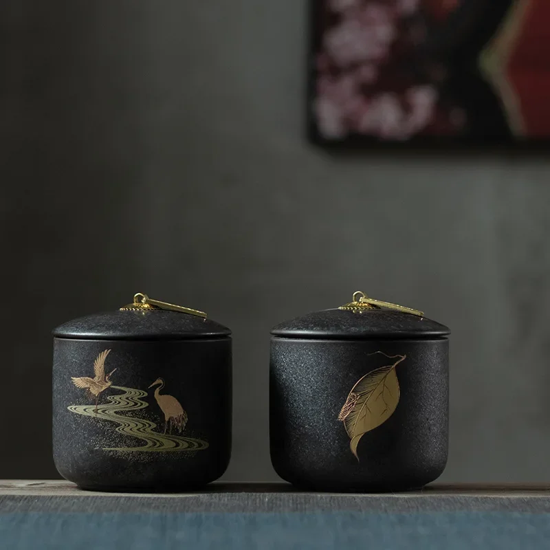 Minimalist Sealed Ceramic Tea Canister Small Size Tea Storage Container Moisture-proof Tea Packaging Household Tabletop Decor