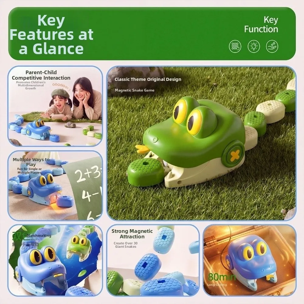 Electric Gluttonous Snake Car Magnetic Interactive Remote Control Car Bead Eating 2 Players Magnetic RC Car Battle Car
