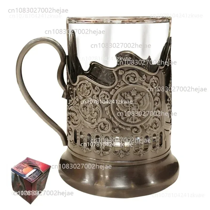 

Sell Custom logo old-fashioned podstakannik russian drinking hot tea glass metal cup holder folk crafts 216549