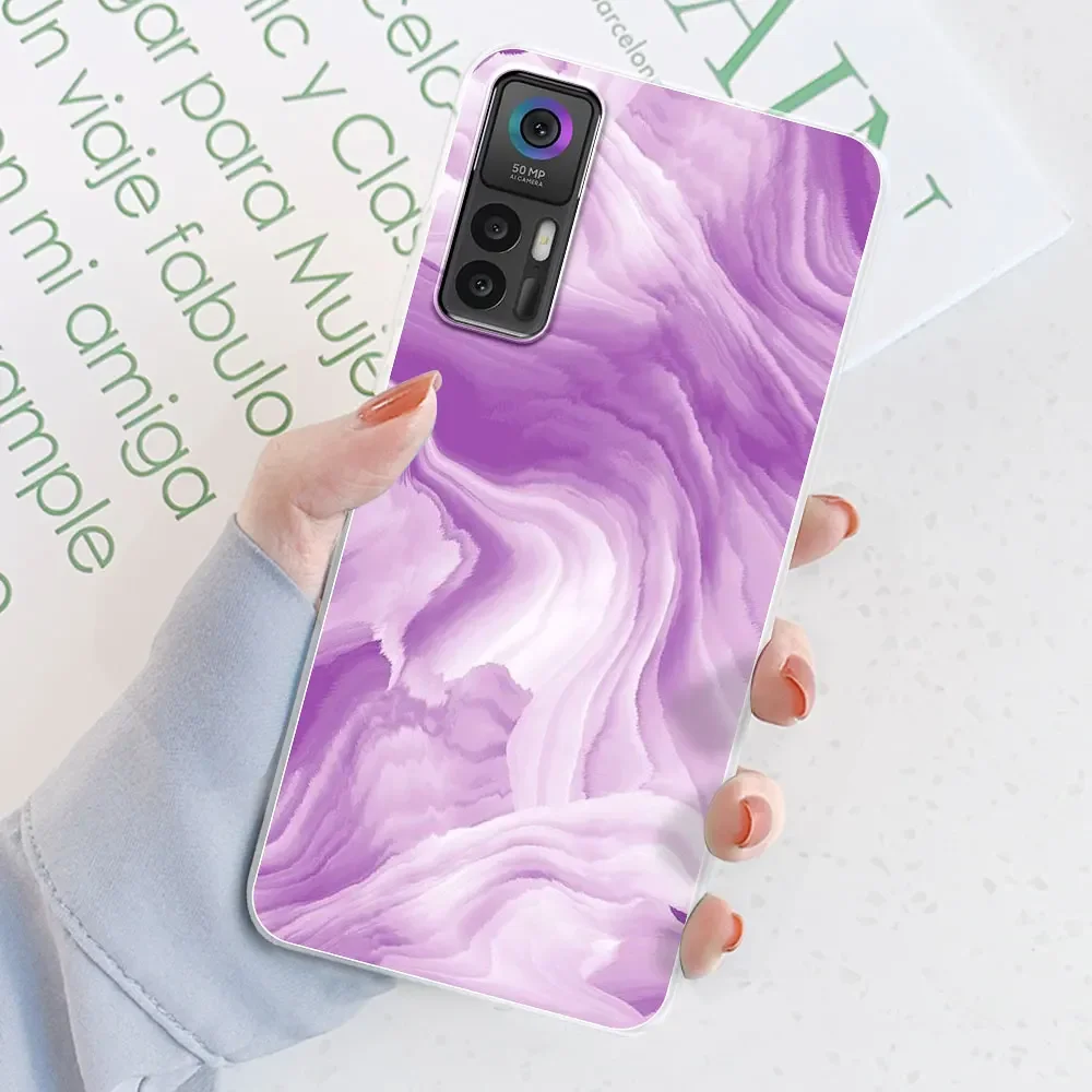 For TCL 30 Plus Case For TCL 30 5G Flower Printing Transparent Silicone Soft Phone Case Cover Coque Bumper For TCL 30 30+ Fundas