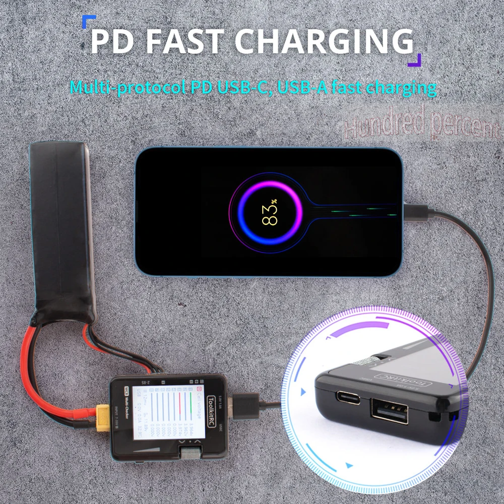 ToolkitRC MC8 SC100 Mini-Zellenprüfer 32-Bit-Batterie-Multi-Checker PWM-Ausgang PPM SBUS-Anzeige Mit USB-C Schnellladung – Detail 9