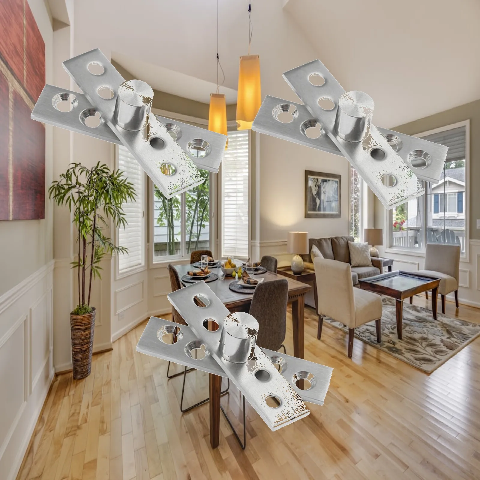 Stainless Steel Center Pivot Hinge Heavy Duty Hidden Door Rotating Hinge Up Down Shaft for Bookshelf Door
