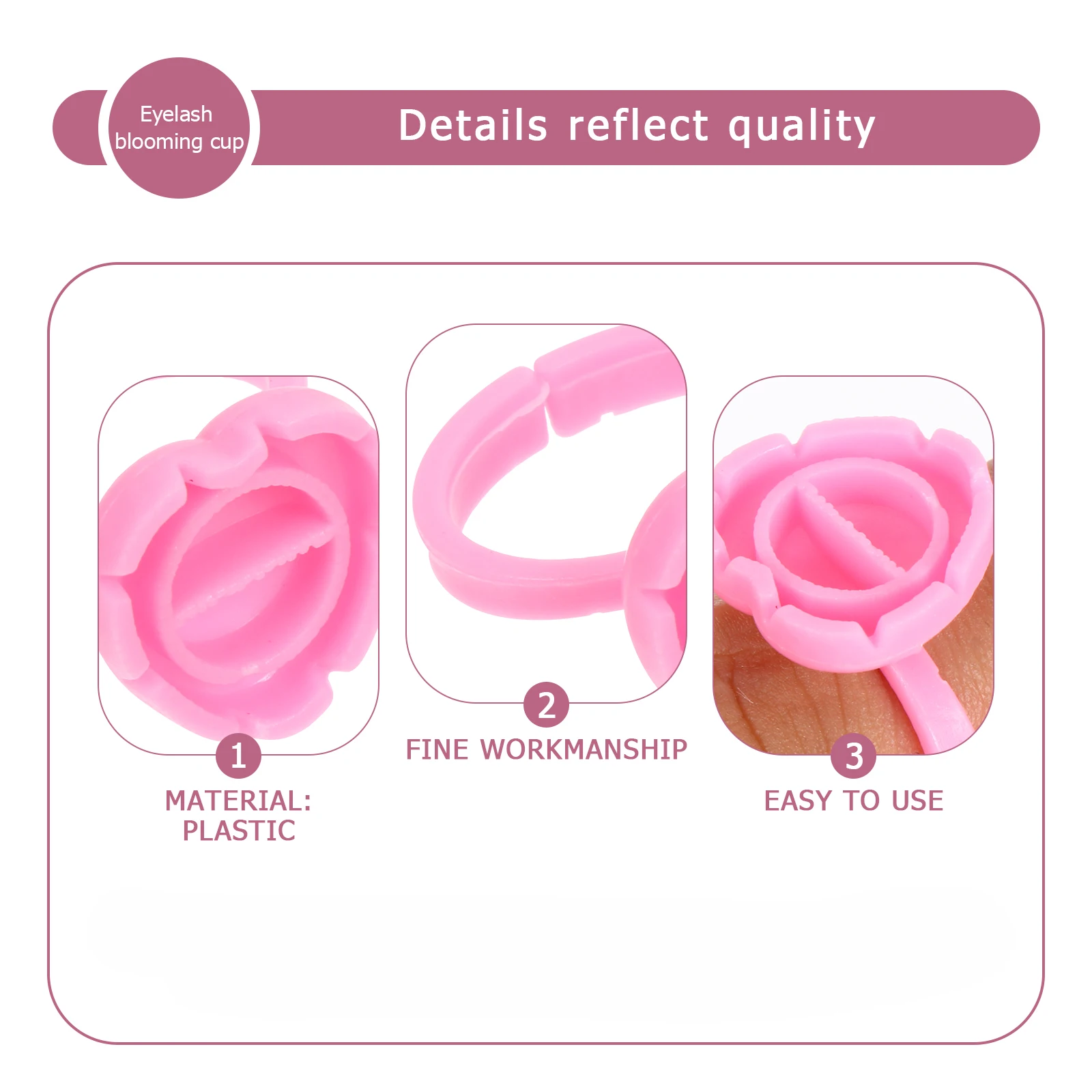 

100Pcs Eyelash Glue Cup Disposable Plastic Lash Extension Holder for Salon and DIY Use Easy to Handle No Spill Design