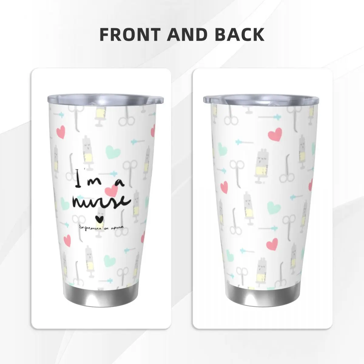 I am a Nurse Insulated Tumbler with Straws Lid Enfermera En Apuros Vacuum Thermal Mug Double Wall  Bottle Cup, 20oz