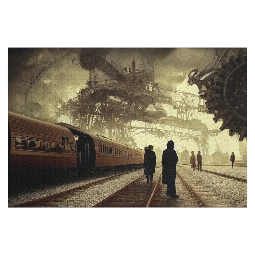 

Steampunk Train Station Airship Station Scene Jigsaw Puzzle Jigsaw For Kids Custom Gifts Picture Puzzle