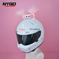 Cute Funny Helmet Decoration Braids Wigs Motorcycle Cycling Ski Helmet Funny Decor Accessories Sticker Double Horsetail Cat Ears