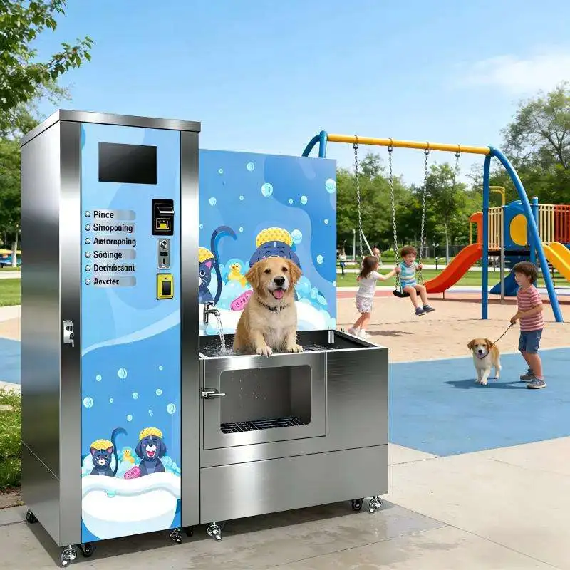 High Pressure Electric Stainless Steel Pet Wash Machine, Outdoor Self-service Cleaning Station for Cats and Dogs Grooming