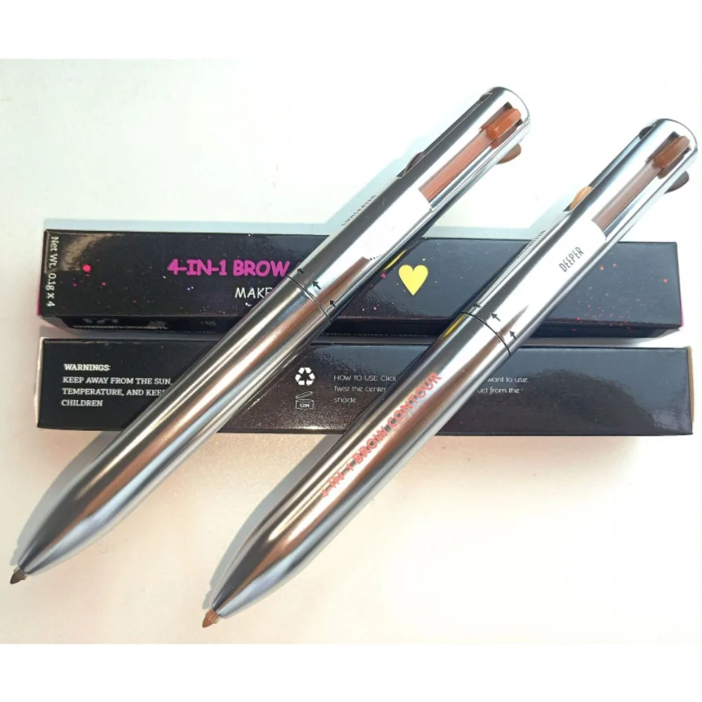 Impermeável Sobrancelha Enhancer Pen, Sobrancelha Contour Pen, Definindo Destaque, Fácil de Usar, Eyeliner Cosmetics, 4 em 1, 1Pc