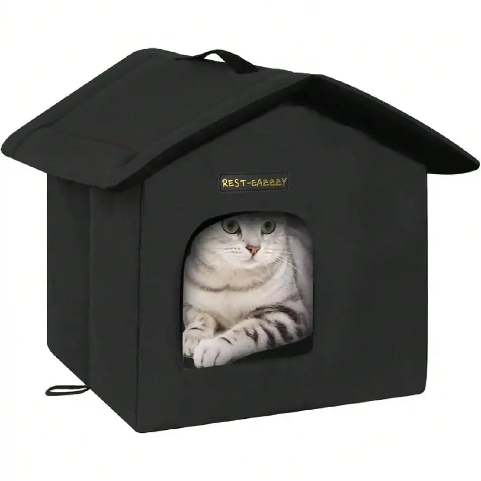 

Weatherproof And Insulated Cat House Witat And Canopy, Easy To Put Together, Selfwarming Cat Shelte