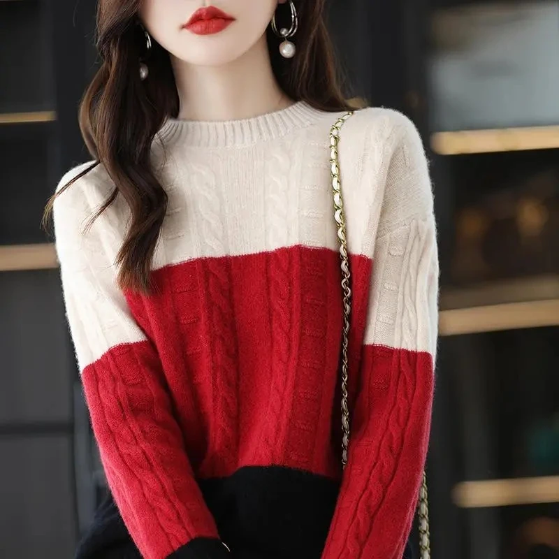 Fashion Autumn And Winter New Crew-Neck Sweater Women\'s Pullover Sweater With Long-Sleeved Blouse Bottoming Shirt Jumper