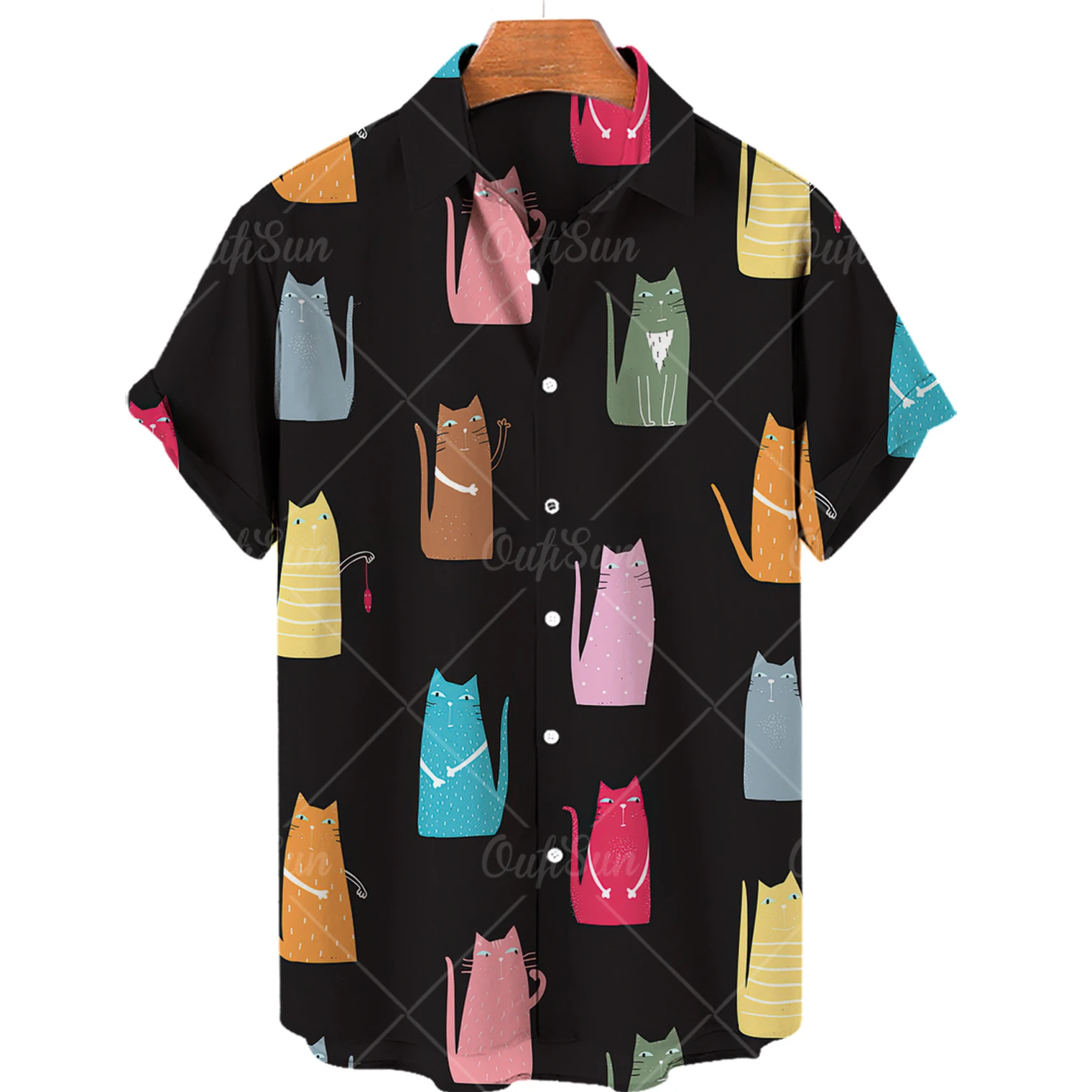 Hawaiian Shirts 3d Print Abstract Cats Men Women Clothing Summer Beach Short Sleeve Blouse Fashion Men's Vocation Lapel Camisa