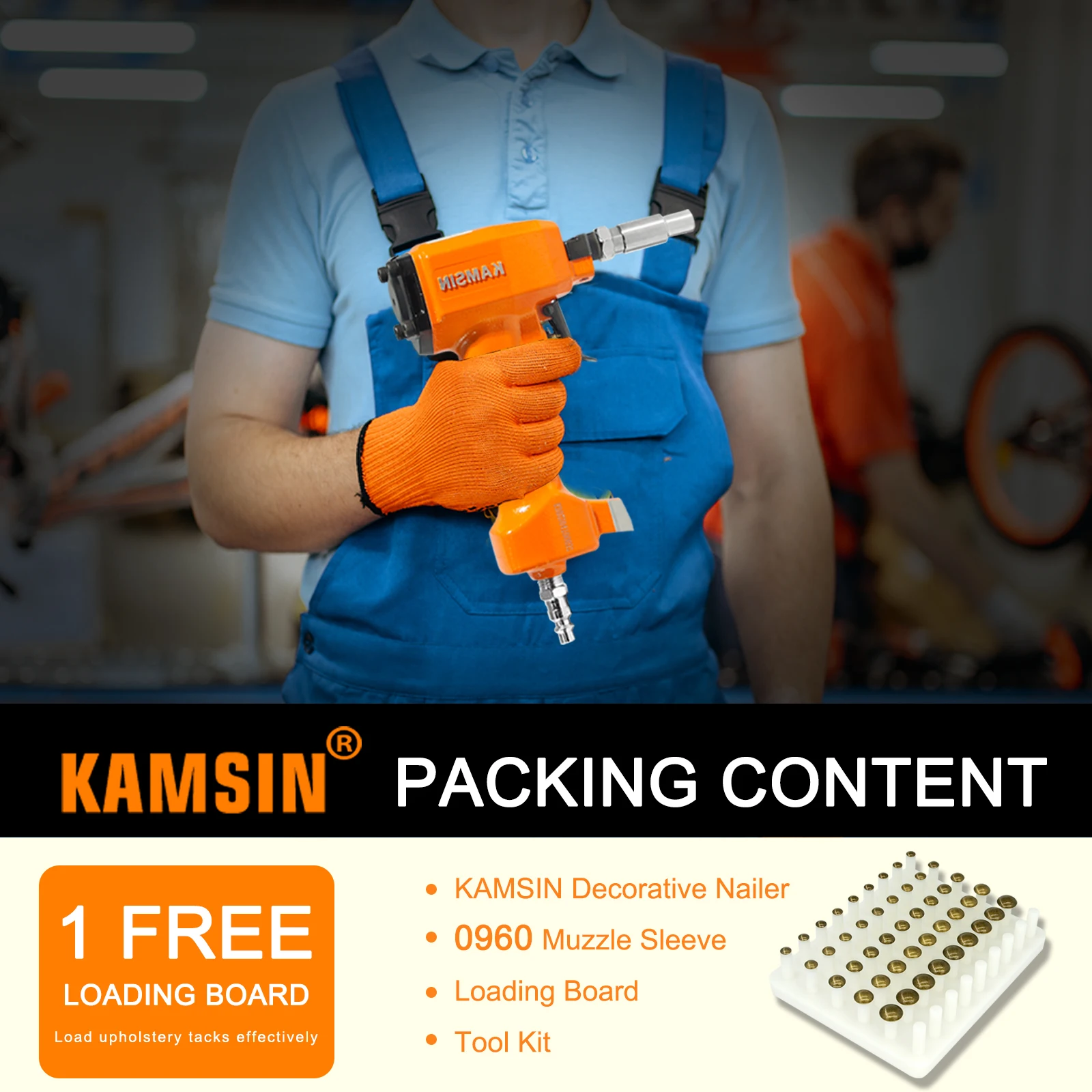 

KAMSIN Pneumatic pin gun Pneumatic Decorative Pin Nailer 1170-2030 Finish Upholstery Tacks Stapler for Furniture