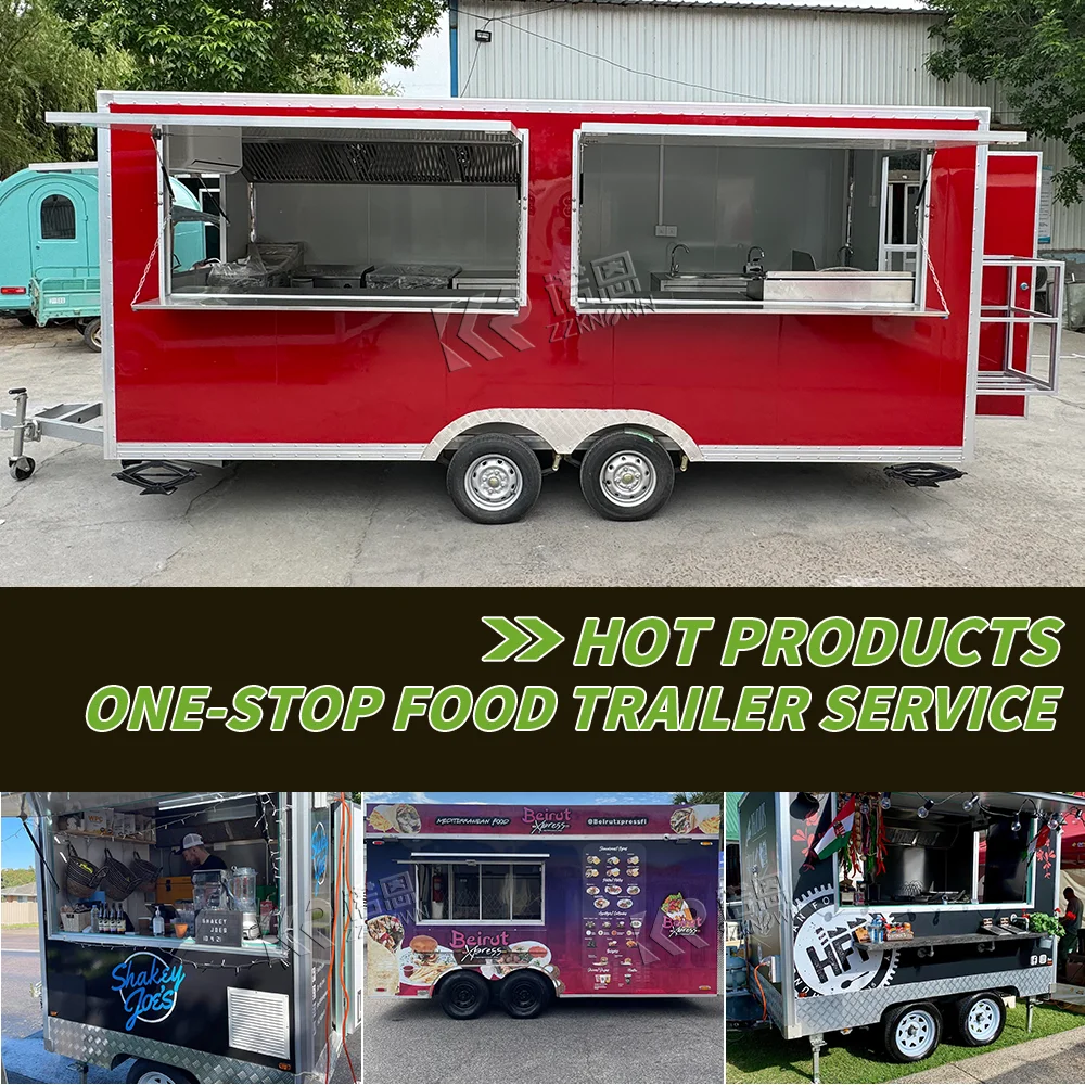 Fast Food Truck Fully Equipped Mobile Kitchen Concession Food Trailer With Equipments Street Coffee Vending Cart