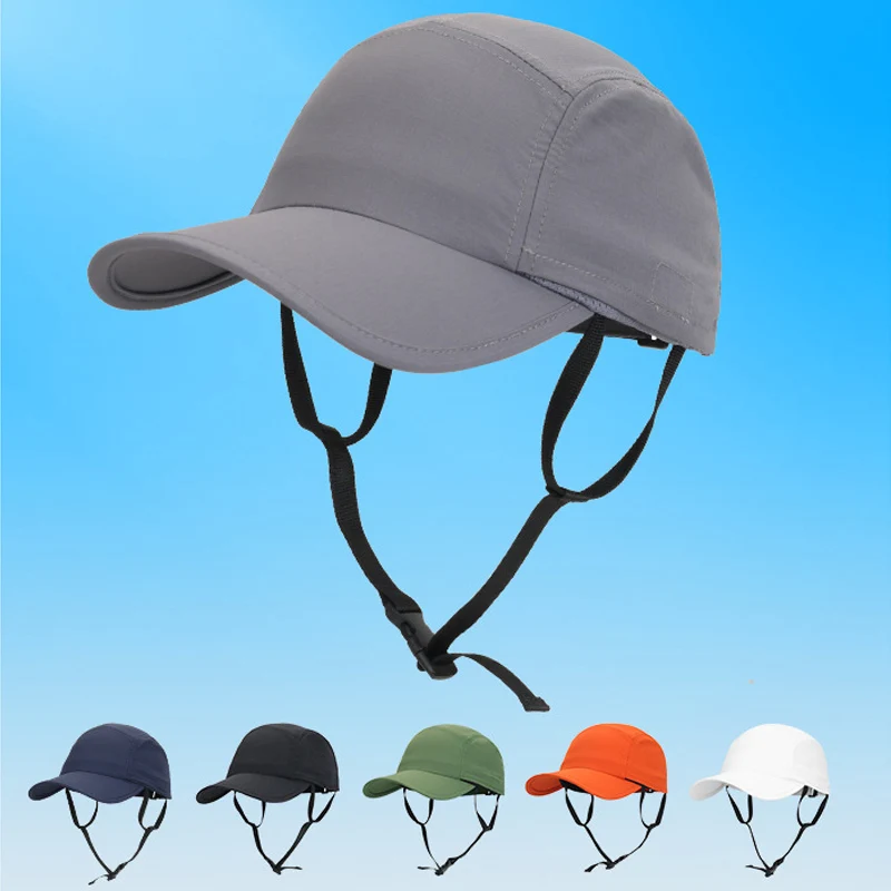 Adjustable Windproof Outdoor Cap with Storage Pocket Lightweight Casual Solid Visors Quick-Dry Sports Cap for Cycling Hiking