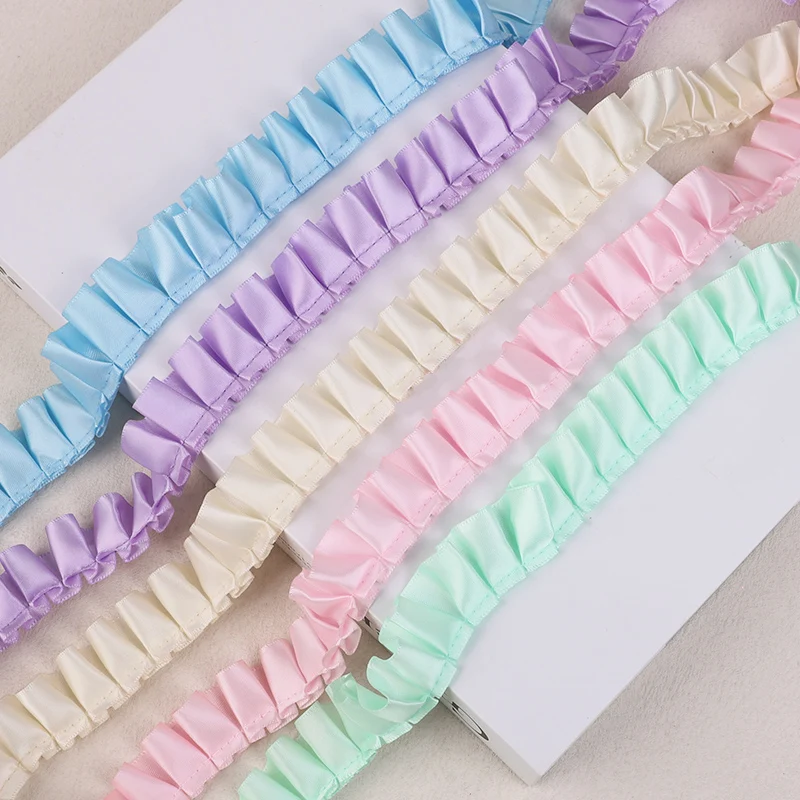 

3Yards Pleated Lace Ribbons Trim For Needlework Decoration Party Dress Diy Crafts Fabrics Clothing Apparel Sewing Accessories