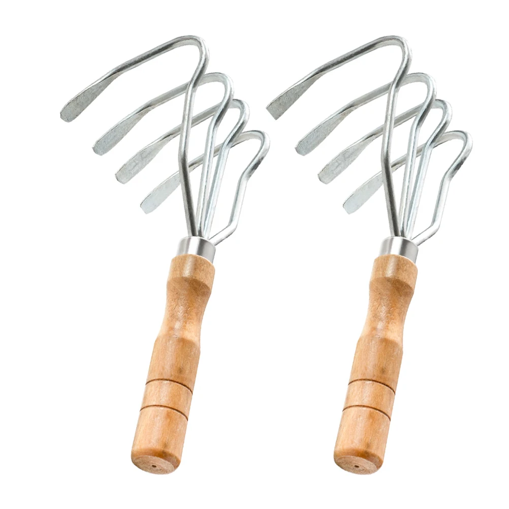 

2pcs Clam Rakes Stainless Steel Wood H Beach Supplies Shell Digger Oyster Garden Tool H Rake Digging Rakes Shovel Spade
