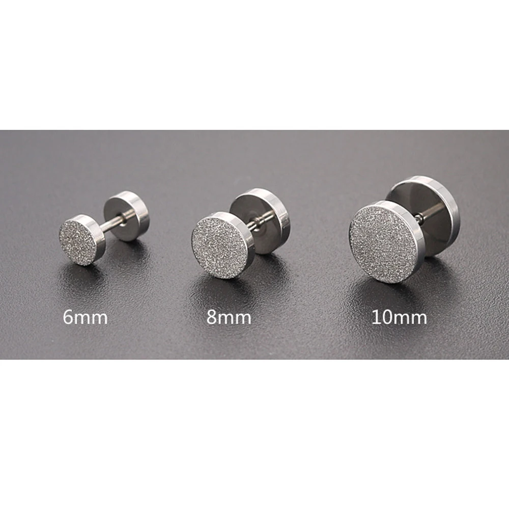 1 Pair Black Stainless Steel Round/Triangle/Square Stud Earrings For Women Dumbbell Pierceing Earrings Men Punk Fashion Jewelry