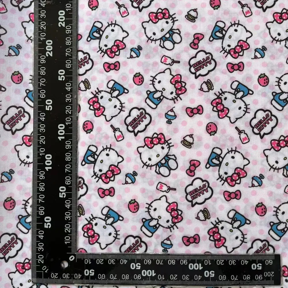 Hello Kitty 140x50 CM Tessuto di cotone del fumetto Patchwork Tessuto Kid Tessili per la casa Cucito Bambola Abito Tenda Tessuto di cotone poliestere