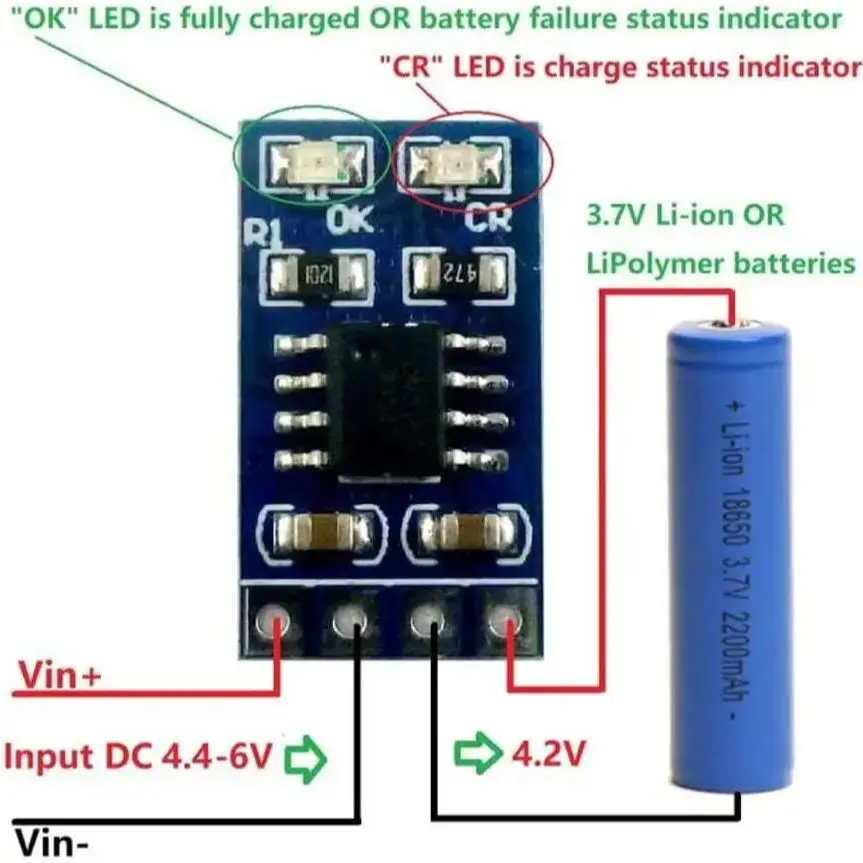 18650 Lithium-Ionen-Akku-Lademodul SD05CRMA Solarpanel zum Aufladen von MPPT-Solarladeregler 1 A 4,2 V 3,7 V