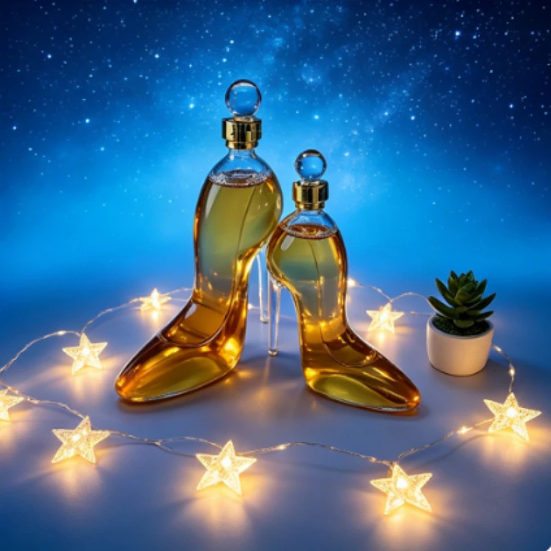 High Heel Shaped Whiskey Decanter Hand Blown Glass for Bourbon Scotch Vodka Women's Home Bar Decor Creative Tabletop Liquor Bott