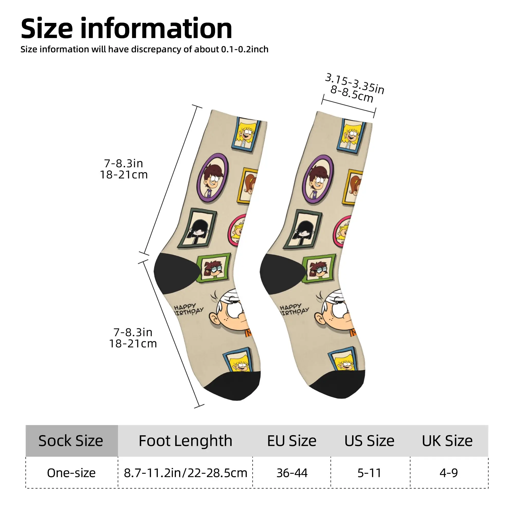 ถุงเท้าลายการ์ตูนสำหรainfamilys L-Loud Houses ถุงเท้าแฟชั่นสำหรับฤดูใบไม้ร่วง ถุงเท้าคู่กันลื่น ถุงเท้าวิ่งแบบนุ่มปานกลาง