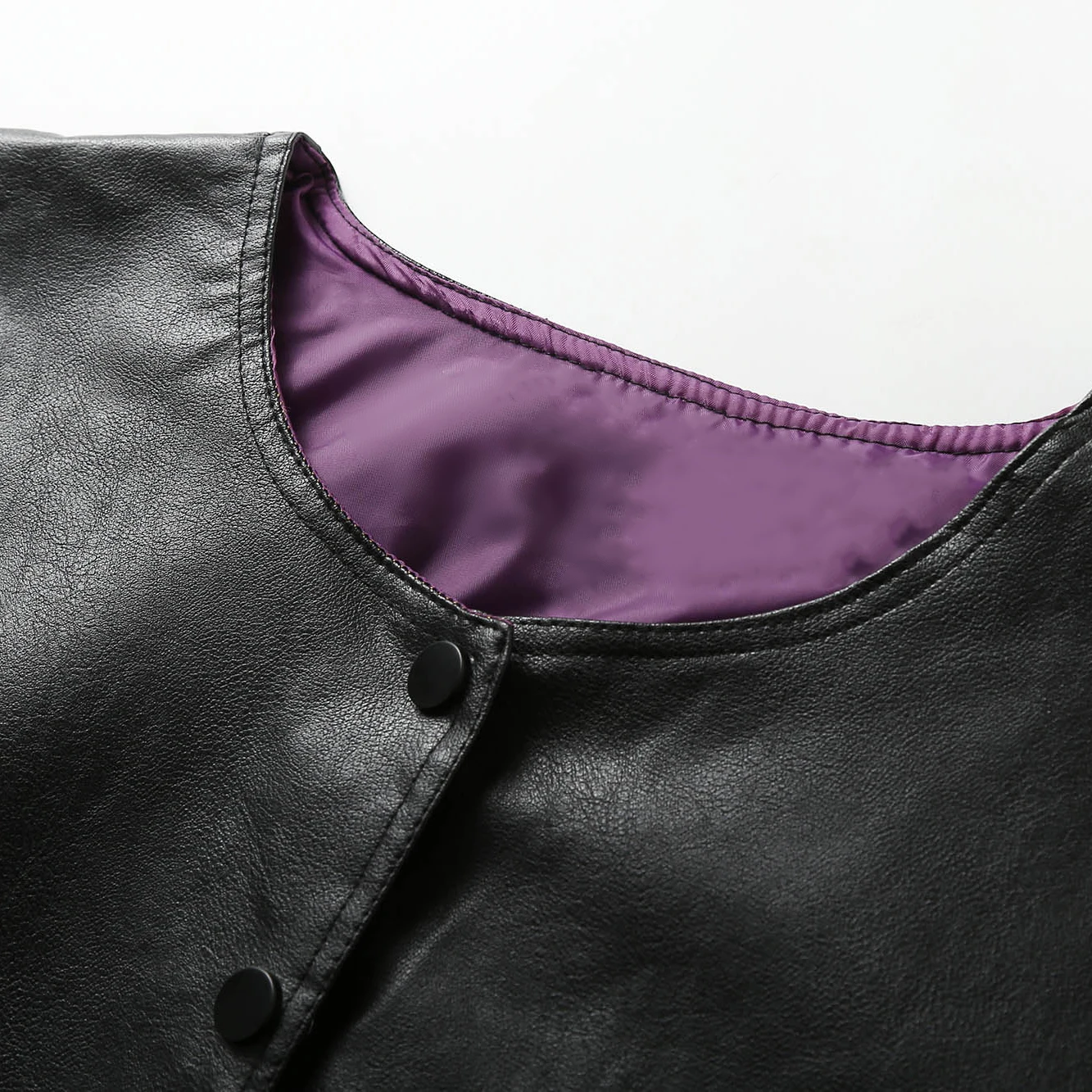 Damska kurtka retro ze skóry PU, okrągły dekolt, kolor blokowy, odzież wierzchnia, długi płaszcz jesieni, modny styl, Dr Qing a Po