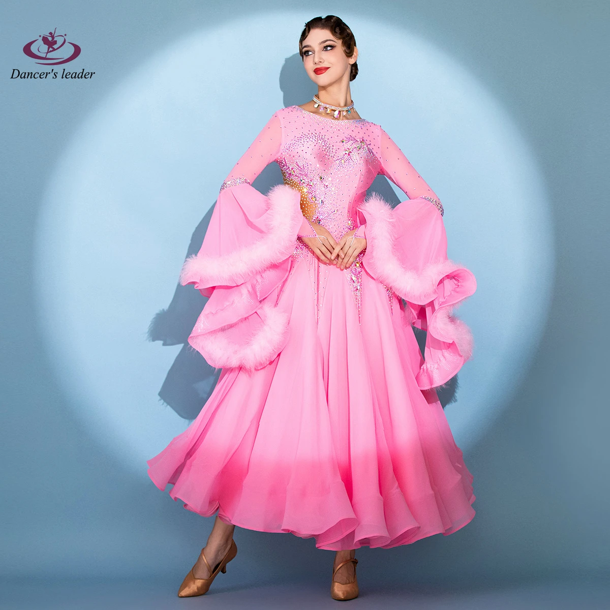 라틴 댄스 성인 어린이 드레스 라인 석 하이 엔드 맞춤형 중공업 현대 플러시 왈츠 여성 전문 의류