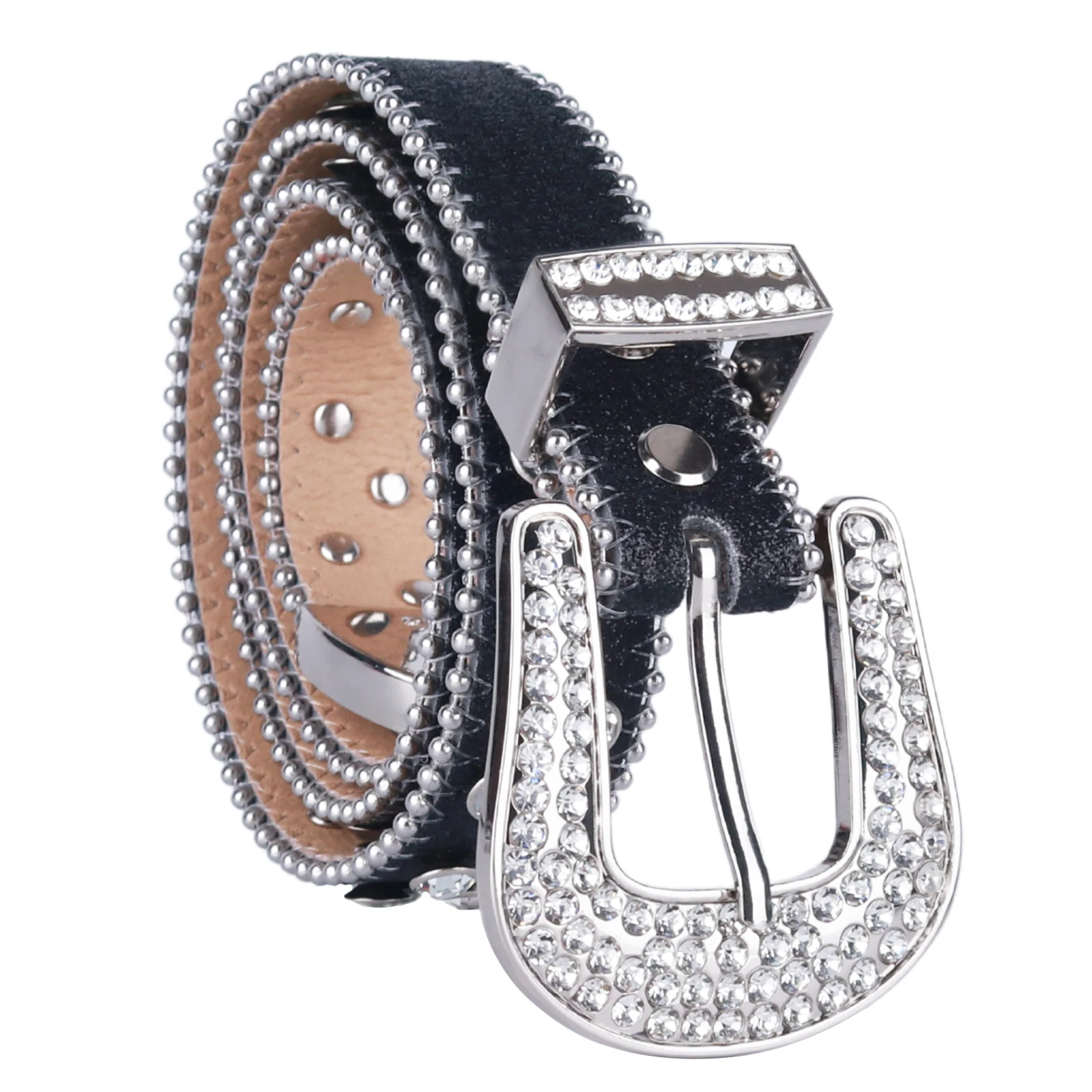 High Quality Bling Bling Western Punk Cowboy Cowgirl Rhinestones BeltsDiamond Crystal Studded Belt For Jeans For Women Man