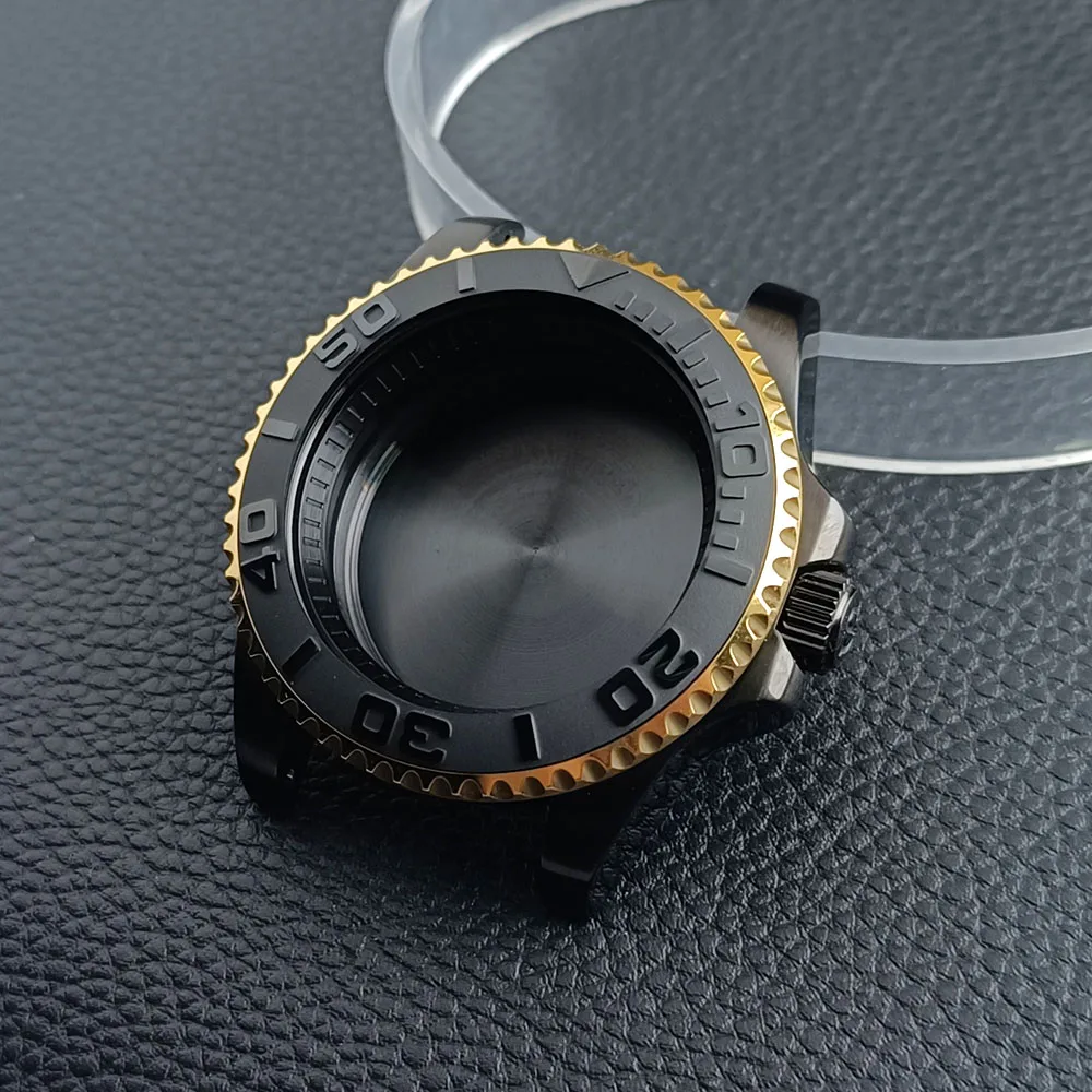 Hochwertiges 40,5 mm silbernes/schwarzes GMT-Gehäuse mit Kapitelring, Stahlgehäuse, passend für NH34 NH35 NH36 Uhrwerk, Saphirglas-Uhrenbox