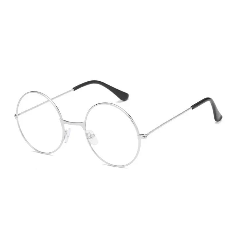 Round Metal Frame Glasses Flat Retro Art Glassesed Cosplay Anime Glasses Cosplay Accessories Anime Adult Boy Clothing Props Gift