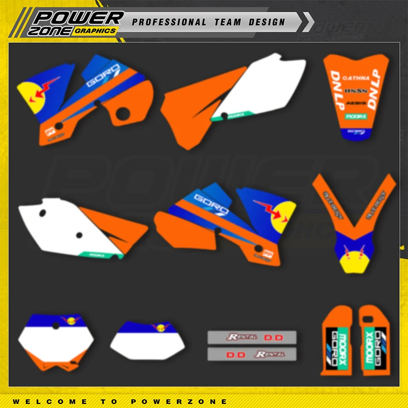 

PowerZone пользовательские графические наклейки для 3M, комплект наклеек для KTM 2003 2004 SXF 2004 EXC для EXC SXF, наклейки на мотоцикл 003