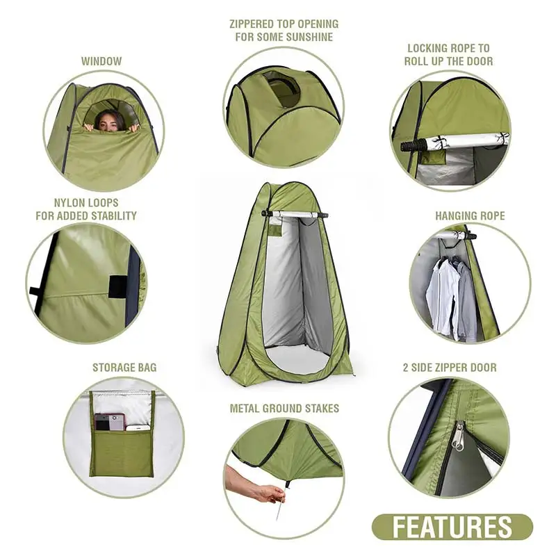 Lightenup Outdoor Privacy Shower Tent, Portable Waterproof, Changing Room Shelter, Camping, Hiking, Beach, Toilet, Bathroom