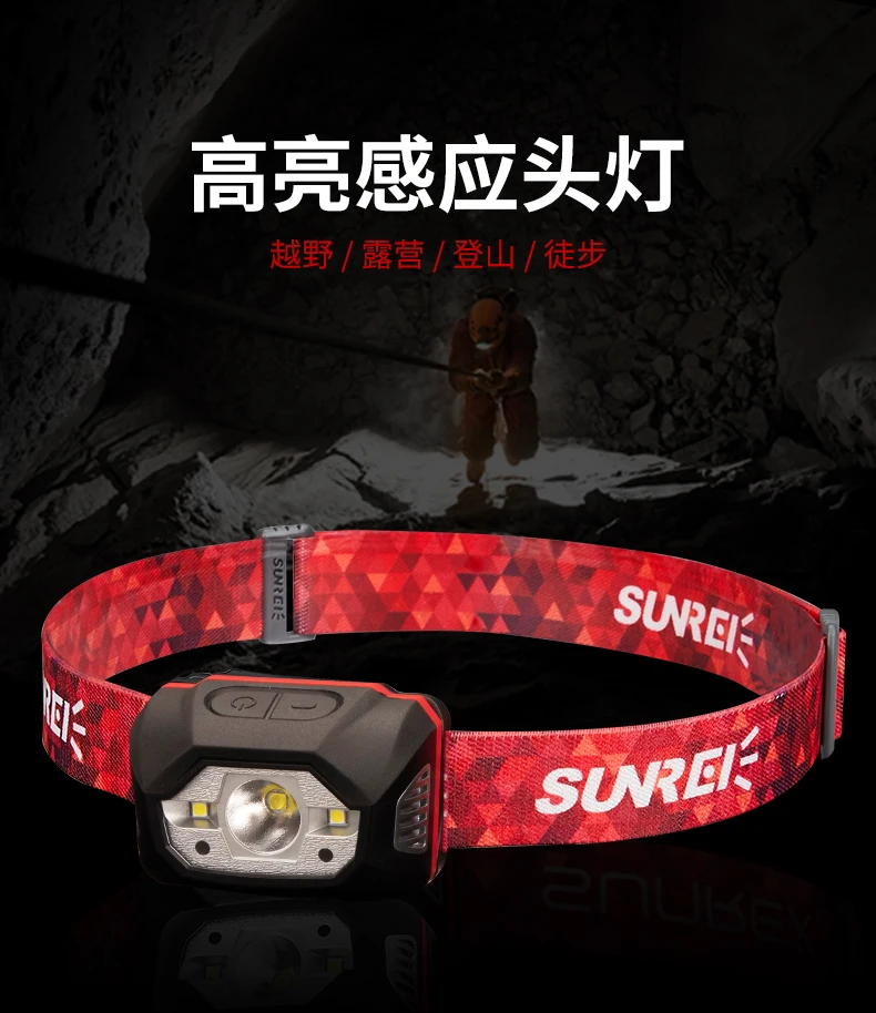 SUNREI MUYEI 1 IPX5 Head Light Headlamp Fishing and Outdoor Sports Heavy Rain Proof Induction