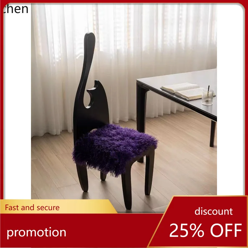 

LXC Stool Vintage Makeup Chair Solid Wood Wabi-Sabi Style Homestay Dining Chair