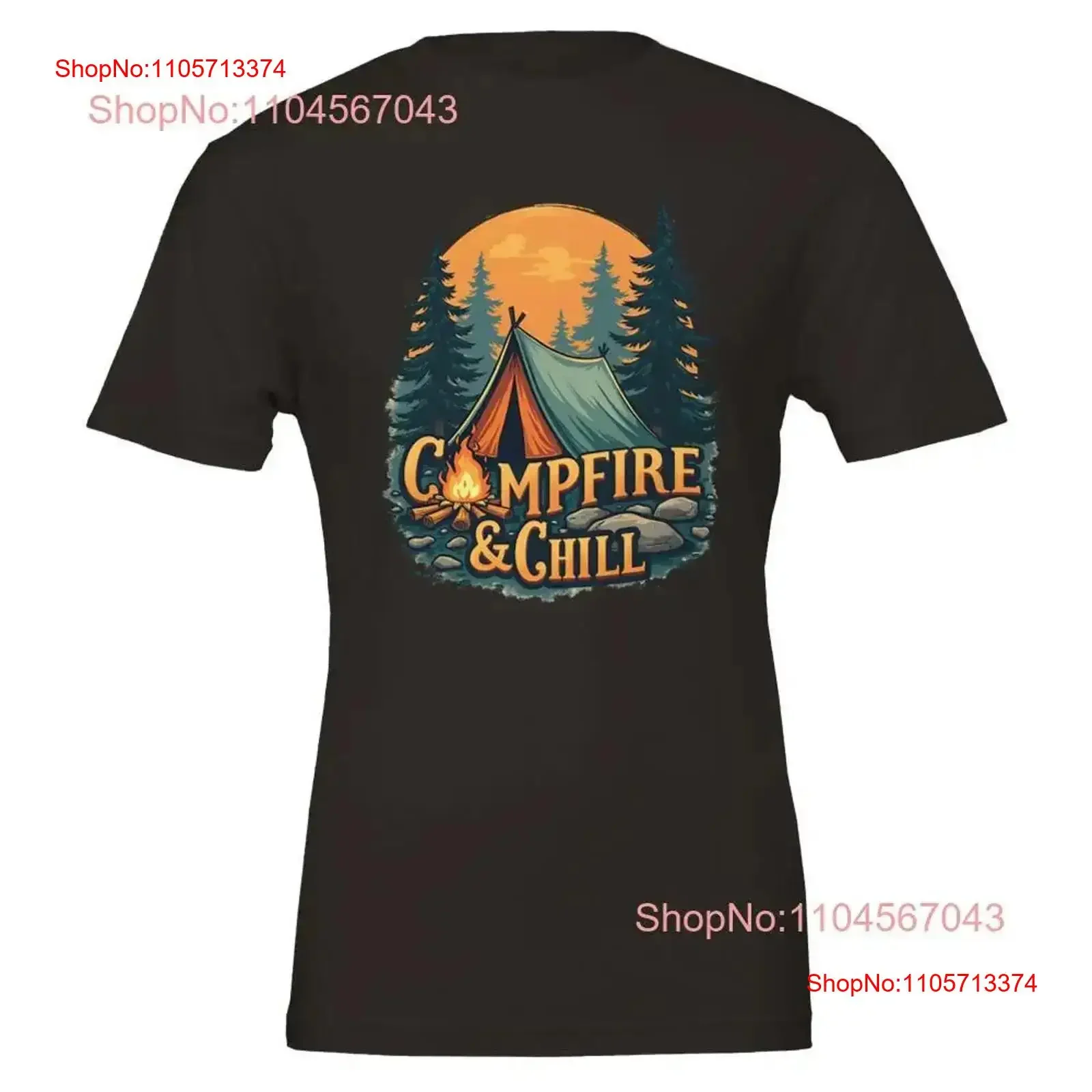 Campfire and Chill T Shirt Comfortable Camping with Tent Bonfire Design Premium Crewneck vintage Washed Stylish Breathable Soft