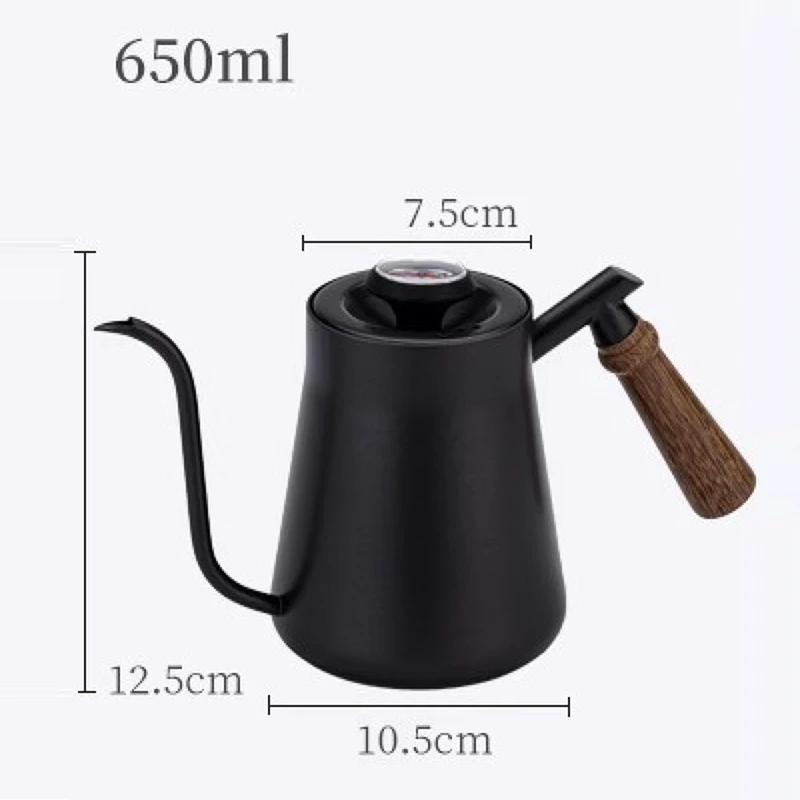 BAAY Handgießkessel mit Holzgriff, Handgießkessel, Wasserkocher mit schmalem Mund, Tropfkaffee, Handgießkessel